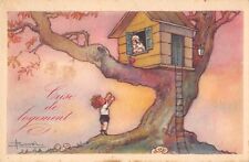 CPA FANTAISIE / A.BUSI ILLUSTRATEUR / CRISE DE LOGEMENT / CABANE DANS ARBRE