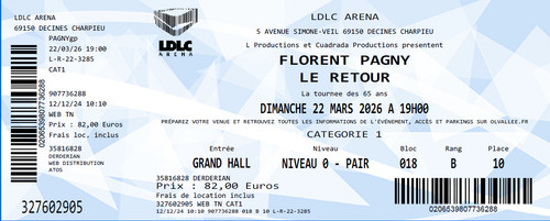 Vends billets concert - 2,