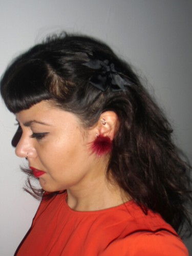 Boucles oreilles pompon - boucles, d'oreilles