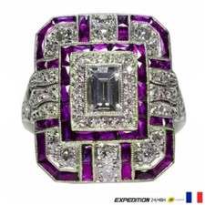 Bague Ring Femme Carré Pierre