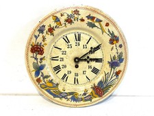 Ancienne Pendule horloge art déco de cuisine en Tôle peinte mécanisme ok