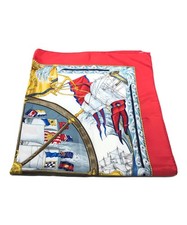 Écharpe en soie rouge HERMES Carre 90 Vive Le Vent authentique L:34,65" 7745