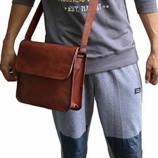SAC CARTABLE POUR ORDINATEUR PORTABLE EN CUIR FAIT MAIN NEUF POUR HOMMES