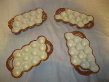 Lot x4 Ancien CAQUELON À ESCARGOTS en CÉRAMIQUE Cassolette Bourgogne Douzaine 12