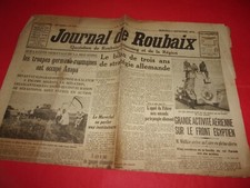 JOURNAL,"JOURNAL DE ROUBAIX" du 2 septembre 1942,fronts et combats,(j06);,,,
