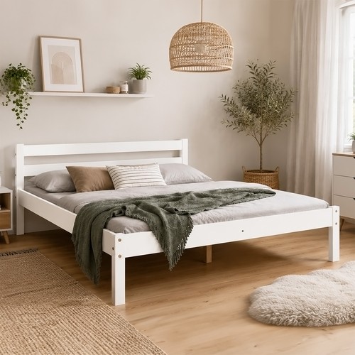 Lit double 140x200 bois - 140x200, massif