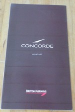 RARE - CARTE DES VINS CONCORDE BRITISH AIRWAYS - LONDRES NEW YORK 1995