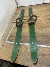 ANCIENNE PAIRE SKI ENFANT BOIS 80 cm SAVOIE CHALET DECO MONTAGNE Art Populaire