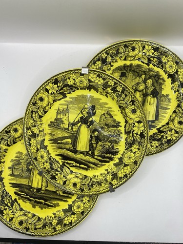 Assiettes faience fine jaune - faience,