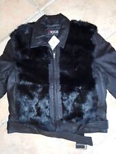 Blouson Morgan Noir 100% cuir et fourrure polyester Taille M