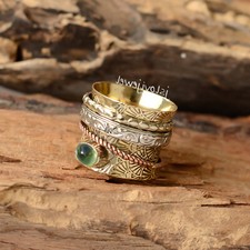 Bague toupie fidget en argent sterling 925 pierre précieuse péridot vert pour...