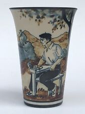 Superbe ancien VASE ou VERRE en GRES signé MOREAU R.F CIBOURE Tisseur basque TBE