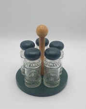 Presentoir à Épices ancien en bois et verre Vert