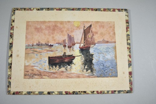 Dessin ancien 1945 port breton - dessin,