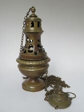  Encensoir en laiton fondu , avec ses chaînes , du XIXème siècle