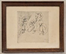 Laszlo Barta Gravure à l'eau forte Marins jouant aux dés Nice tableau peinture