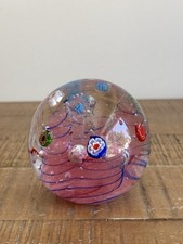 Sulfure Presse Papier en Verre Coloré Rose Vert Bleu Rouge Fleur Murano