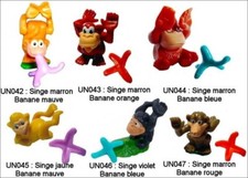 lot complet 6 Singes + 6 bananes 2010 (figurines Kinder Nature) UN042 à UN047