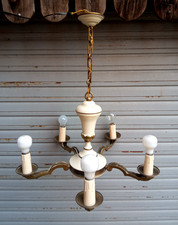 Rare lustre 5 feux en bronze