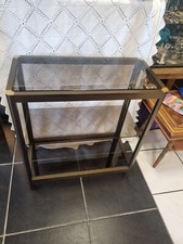 Console Étagère Desserte Design Des Années 70 Vintage Metal Et Verre Fumé Ancien