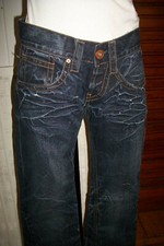 Pantalon jean bleu foncé délavé GUESS BEL AIR taille basse bootcut W29 38FR AS7