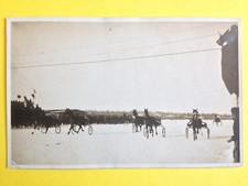 cpa Carte Photo Postcard COURSE de CHEVAUX Trotteurs SULKY Horses race CANADA ?