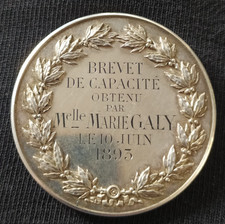 RARE MEDAILLE ARGENT BREVET DE
