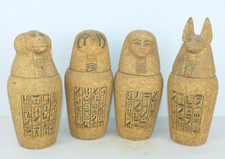 Rare ancien pharaonique quatre pots canopés stockage d'orgues dans la mytholo...