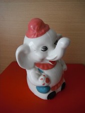 VINTAGE TIRELIRE EN FAIENCE  ELEPHANT DUMBO AU CIRQUE de  1985
