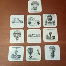 10 Sous Bock Montgolfière Et Vielle Voiture, Noir Et Blanc, Sous Verre Plastique