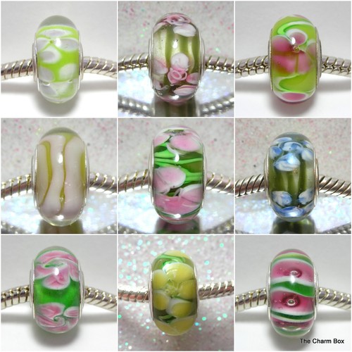 Fleurs vertes x perles de - -1,