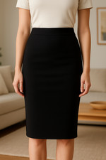 Jupe Crayon Noire Texturée