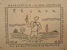 François Avril Dessin original pour 1 étiquette de Chinon  + calque de couleurs