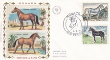 Enveloppe 1er Jour MONACO 1970 CHEVAL HORSE PFERD CABALLO BARBE cheval ARABE