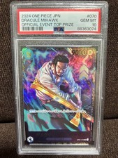 PSA10 ONE PIECE CARD Dracule Mihawk SR OP01-070 Flagship Battle for Japan GEM MT