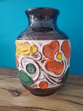 Vase céramique orange vert  Vintage Bay Keramik W-Germany années 70