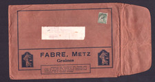 METZ (57) GRAINES "FABRE" Enveloppe d'Entreprise voyagée timbre préoblitéré 1930