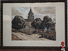 Dessin de jean Rigaud le fronton d'Ainhoa juin 41 Pays Basque