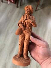 Statue Pêcheur Terre cuite Souvenir  signé Puilliez ?