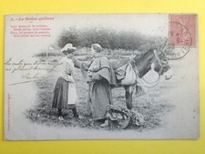 cpa 1900 Phot. BERGERET & Cie NANCY Le MOINE QUETEUR Paysanne Ane Monk Donkey