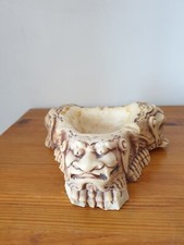 Cendrier vintage lourd en résine moulée têtes de chien Foo 6x18 cm