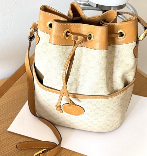 Gucci sac seau cuir toile - gucci,