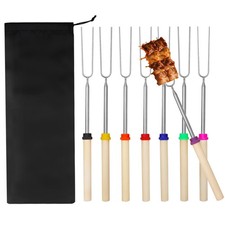 Brochettes pour Barbecue INOX, 8 Piece BBQ Marshmallow Brochette, Télescopage...
