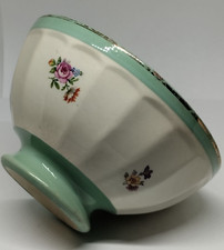 bol vintage décor floral vert d'eau Céramique à Facettes  Collection Vaisselle
