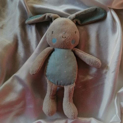 Doudou lapin gris bleu - lapin,