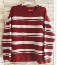 Pull maille rayé bordeaux