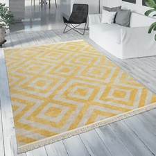 Tapis Balcon Jaune Terrasse Extérieur Style Scandinave Design Losanges Résistant
