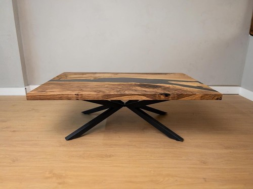 Table bois époxy - en, noir