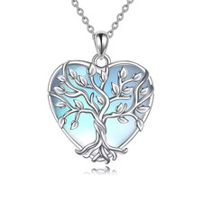 Collier femme arbre de vie chaîne en argent cœur pierre de lune femmes...