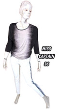 Miss Captain Taille 36  blouse haut top tee shirt manches 3/4 marron foncé